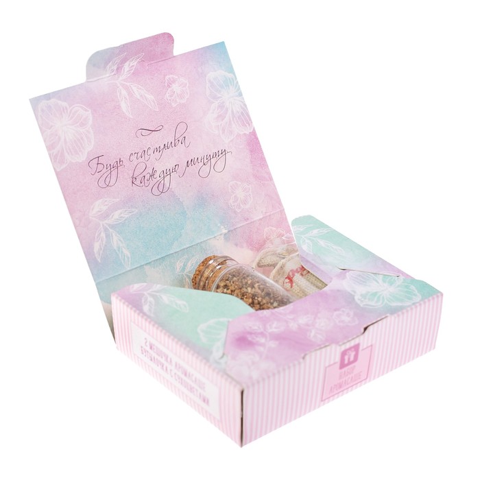 Аромасаше и бутылочка с сухоцветами "Приятных моментов"