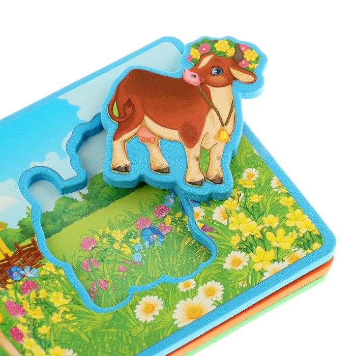 Книжка EVA с вырубкой и пазлами. Домашние животные. Степанов В. 102х102мм в кор.100шт