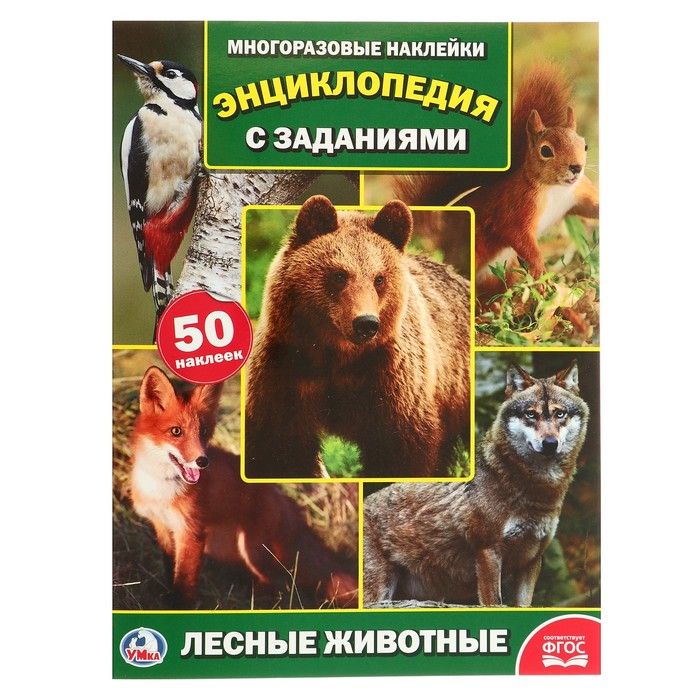 Энциклопедия с наклейками А4. Лесные животные (214х290мм) 16 стр.