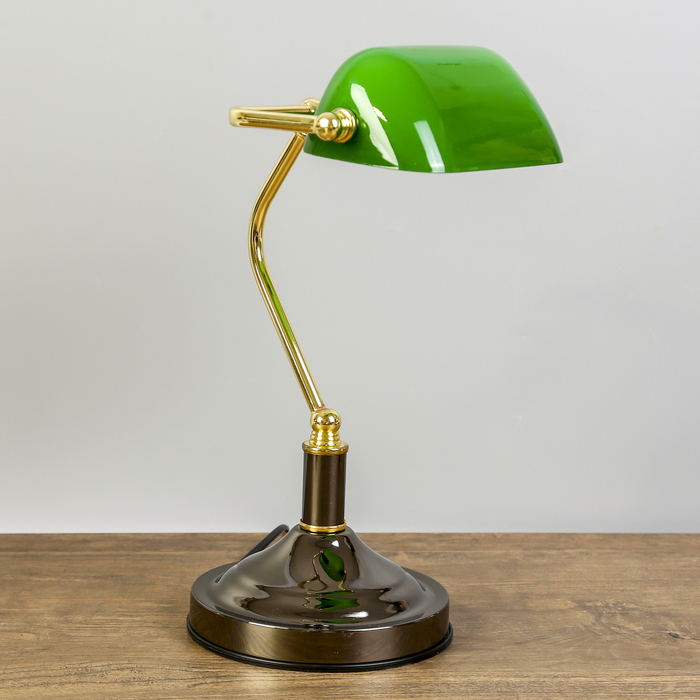 Настольная лампа "Ривз" 1xE14 60Вт золото,хром,зеленый 26х38см.