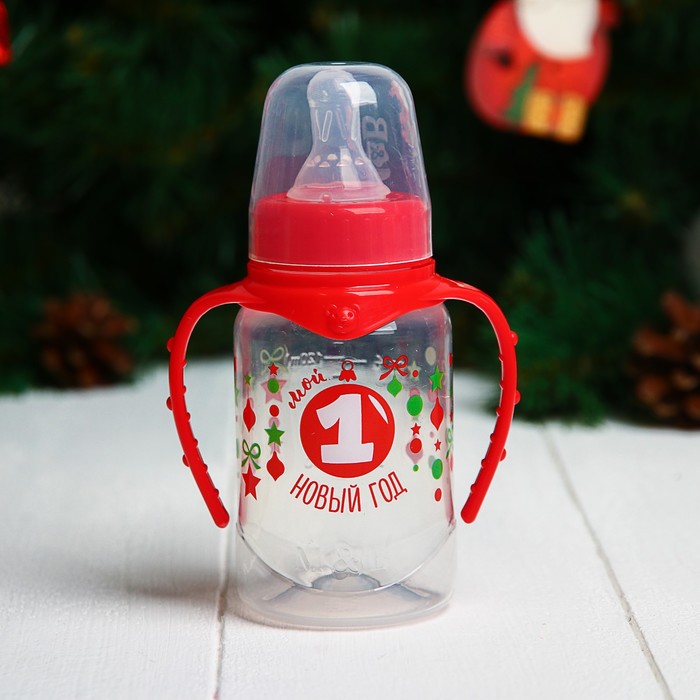 Набор бутылочек для кормления "Первый Новый год" 150 и 250 мл, прямые, цвет красный