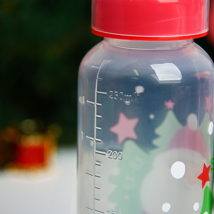 Набор бутылочек для кормления "Дед Мороз" 150 и 250 мл, прямые, цвет красный
