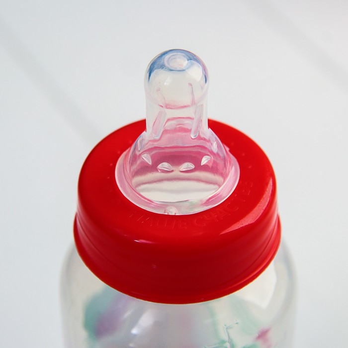Набор бутылочек для кормления "Дед Мороз" 150 и 250 мл, прямые, цвет красный