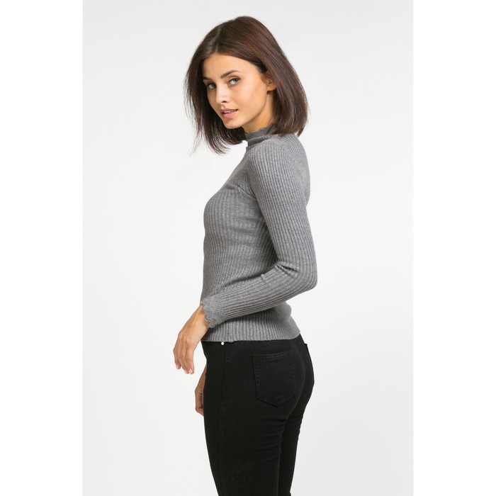 Водолазка ажурный ворот, р.44, цв.серый,