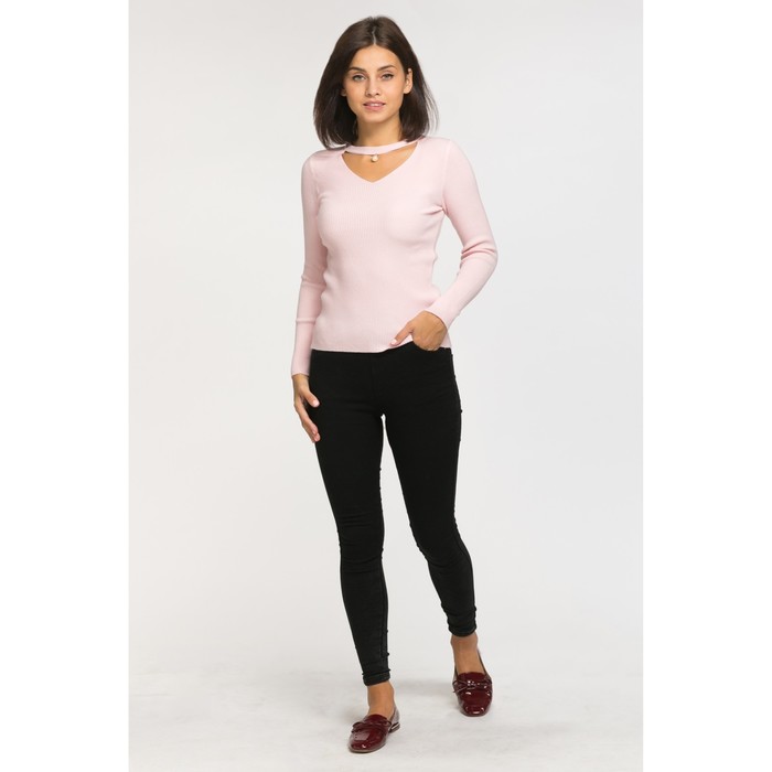 Пуловер с бусиной, р.42, цв.розовый,