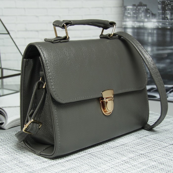 Сумка жен Эмма, 22*9*16см, 2 отдела на клапане, регул ремень, серый