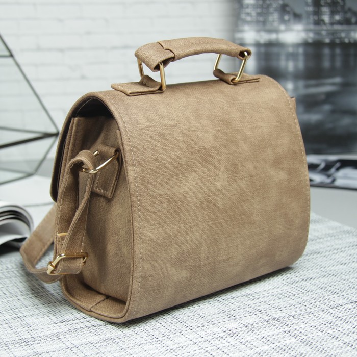 Сумка жен Ушки, 19*7*15,5см, 2 отдела на клапане, регул ремень, бежевый