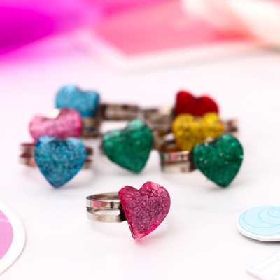 Кольцо детское "Выбражулька" сердечко радужные искры, цвет МИКС, безразмерное