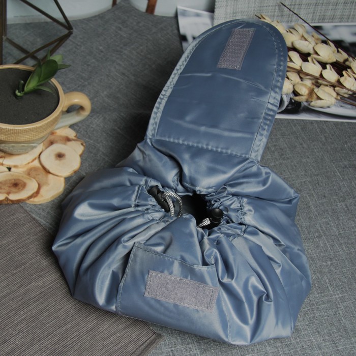 Косметичка-сумочка «Гламур», отдел на шнуре, цвет тёмно-серый