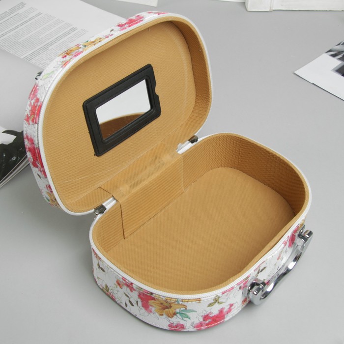 Набор косметичек 3 в 1 «Цветы», отдел на молнии, зеркало, цвет белый/розовый