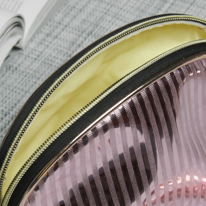 Косметичка-сумочка «Полоски», отдел на молнии, ручка, цвет розовый