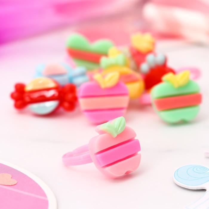 Кольцо детское "Выбражулька" полосочки, форма МИКС, цвет МИКС