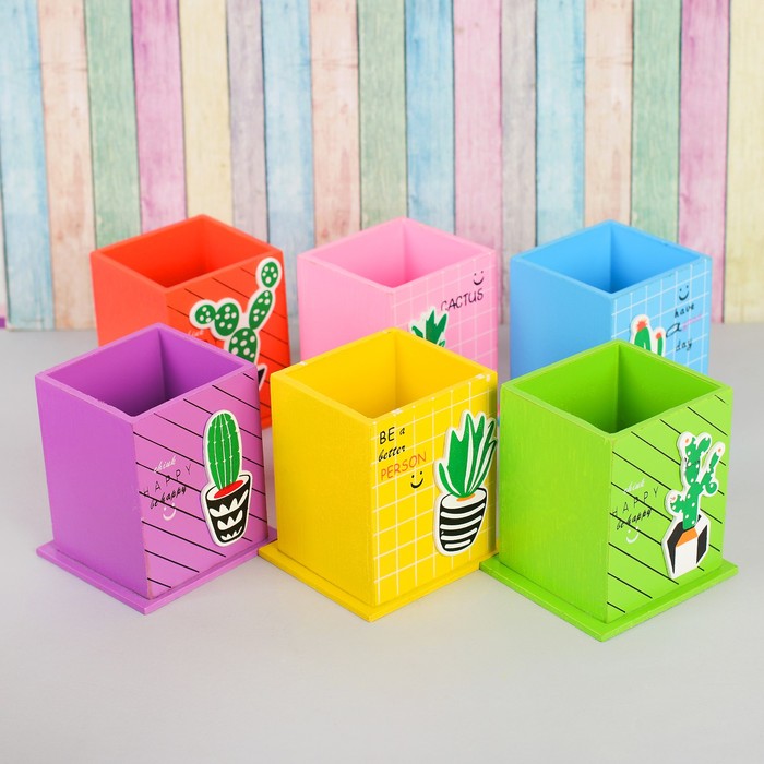 Карандашница &quot;Счастливый кактус&quot; МИКС