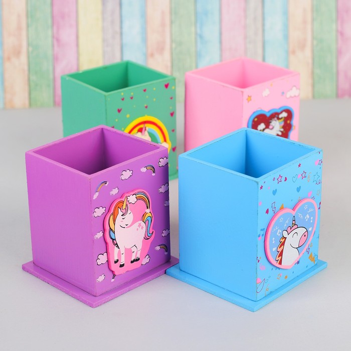 Карандашница "Счастливый единорог", большая МИКС