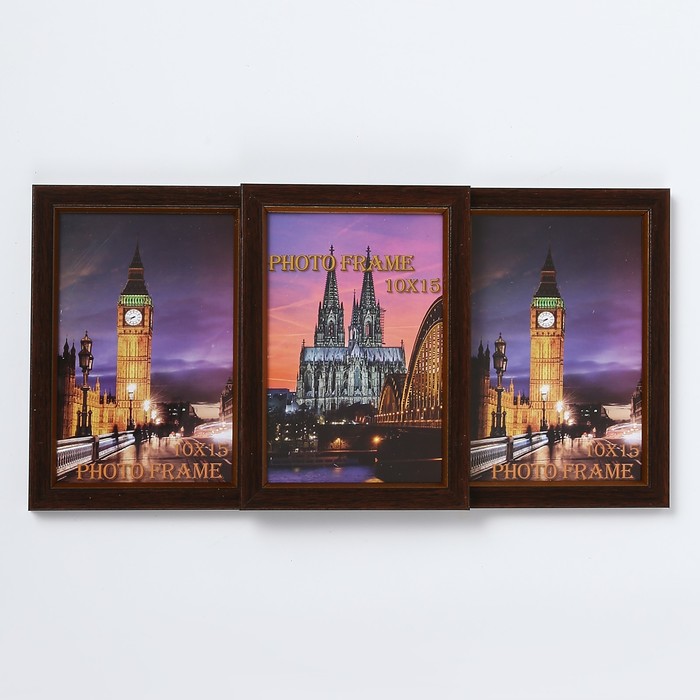 Фоторамка 20х37 см на 3 фото 10х15 см венге