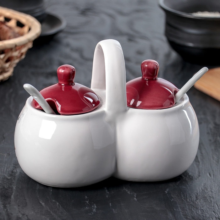 Банка для специй "Добрый вечер" 2 секции 0,2 л, 2 ложки, 16х8,5х13 см