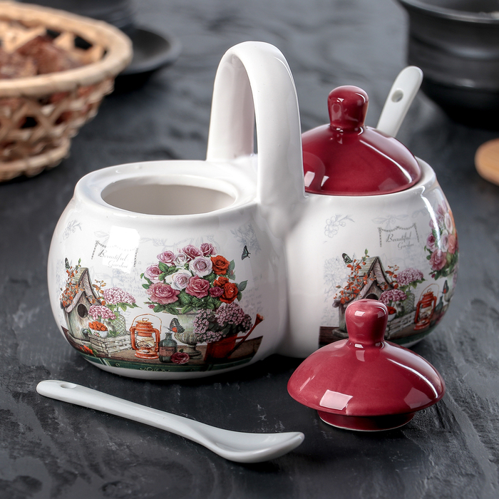 Банка для специй "Добрый вечер" 2 секции 0,2 л, 2 ложки, 16х8,5х13 см