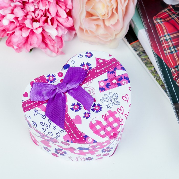 Коробка подарочная сердце 10 х 11 х 5,5 см МИКС