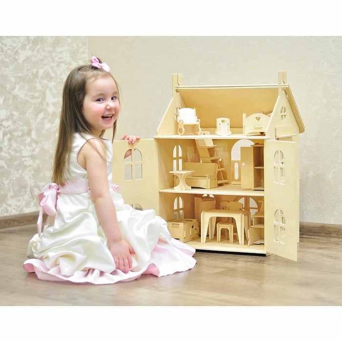 Кукольный домик Арина с мебелью (12 предметов)