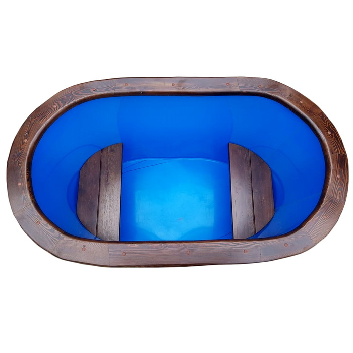 Купель овальная из лиственницы с пластиковой вставкой, 130 × 78 × 120 см