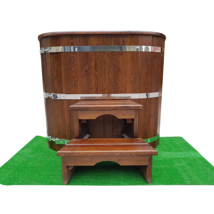 Купель овальная из лиственницы с пластиковой вставкой, 130 × 78 × 120 см