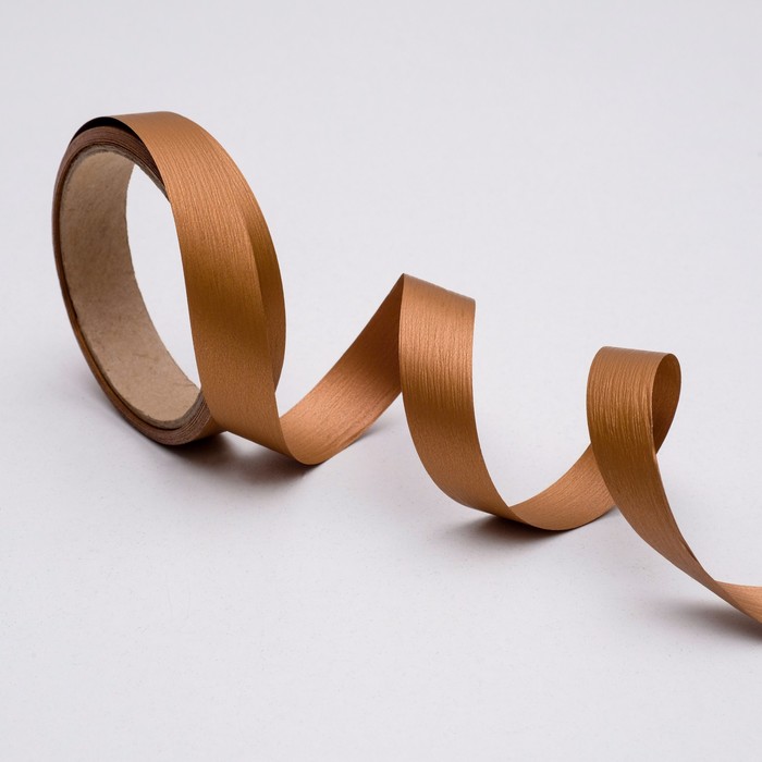 Лента для декора и подарков "Аспидистр" 2 см х 10 м, тиснение, золото