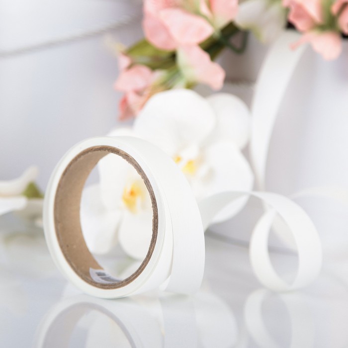 Лента для декора и подарков "Аспидистр" 2 см х 10 м, тиснение, белая