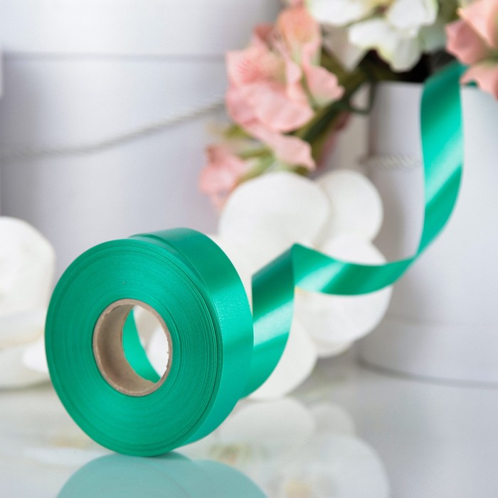 Лента для декора и подарков ярко-зеленая, 2 см х 45 м