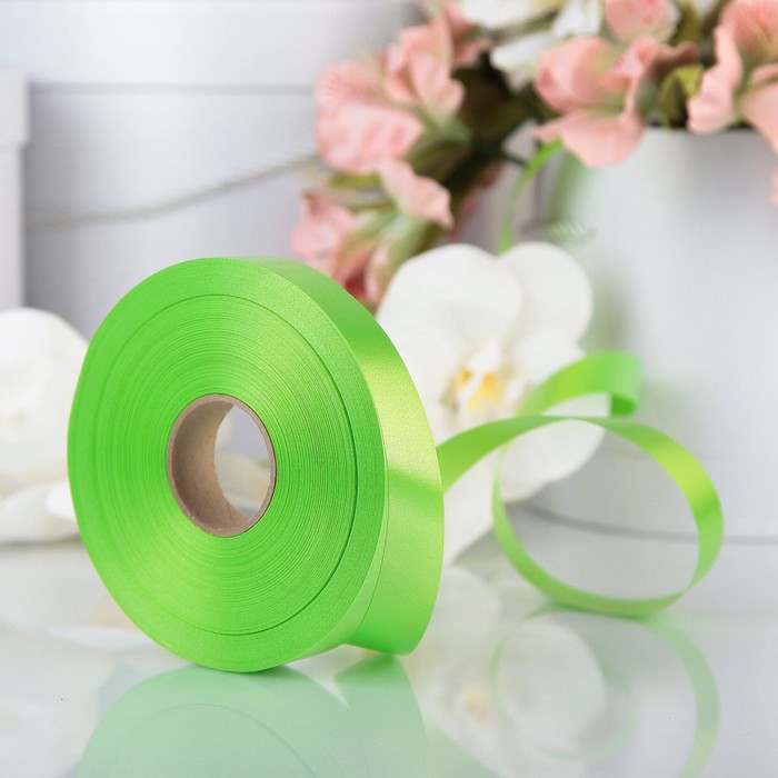 Лента для декора и подарков салатовая, 2 см х 91 м