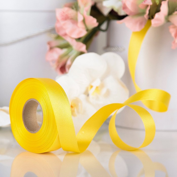 Лента для декора и подарков, ярко-желтая, 2 см х 45 м