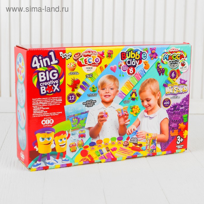 фото Набор «4в1 песок+тесто+масса+шариковый пластилин» big creative box bcrb danko toys