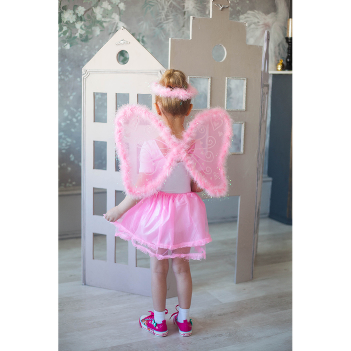 Карнавальный набор "Ангел", 4 предмета: нимб, жезл, крылья, юбка, 3-4 года, цвет розовый