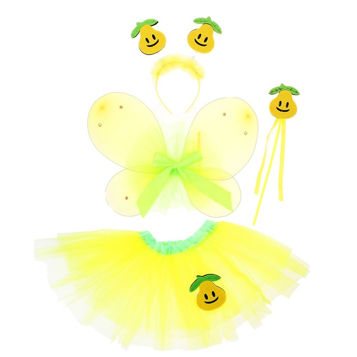 Карнавальный набор "Груша", 4 предмета: ободок, жезл, крылья, юбка, 3-4 года
