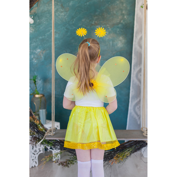 Карнавальный набор "Подсолнух", 4 предмета: ободок, жезл, крылья, юбка, 3-4 года