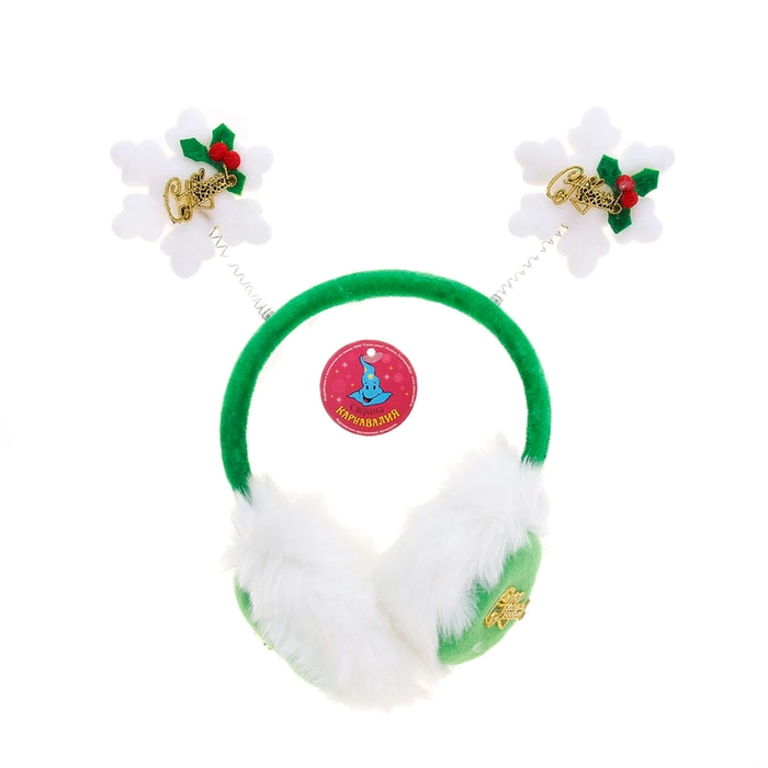 Ободок-наушники "С Новым годом! Снежинки"