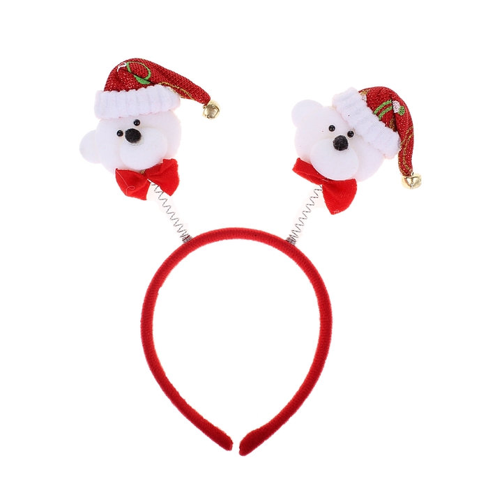 Карнавальный ободок "Белый мишка" с колокольчиками