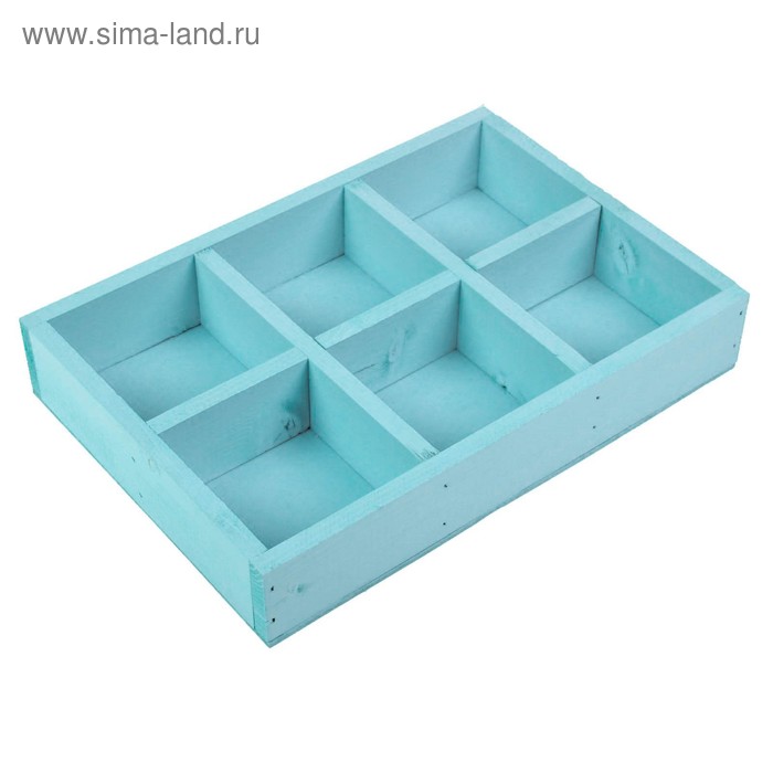 

Кашпо деревянное 28×19×5 см "Six, 6 ячеек", голубой Дарим Красиво