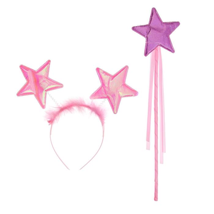 Карнавальный набор «Звёздочка», ободок, жезл, цвет розовый