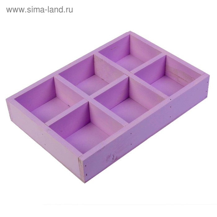 

Кашпо деревянное 28×19×5 см "Six, 6 ячеек", фиолетовый Дарим Красиво