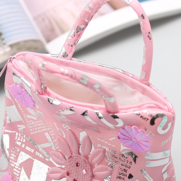 Сумочка детская "Блёстка" с цветком, цвета МИКС