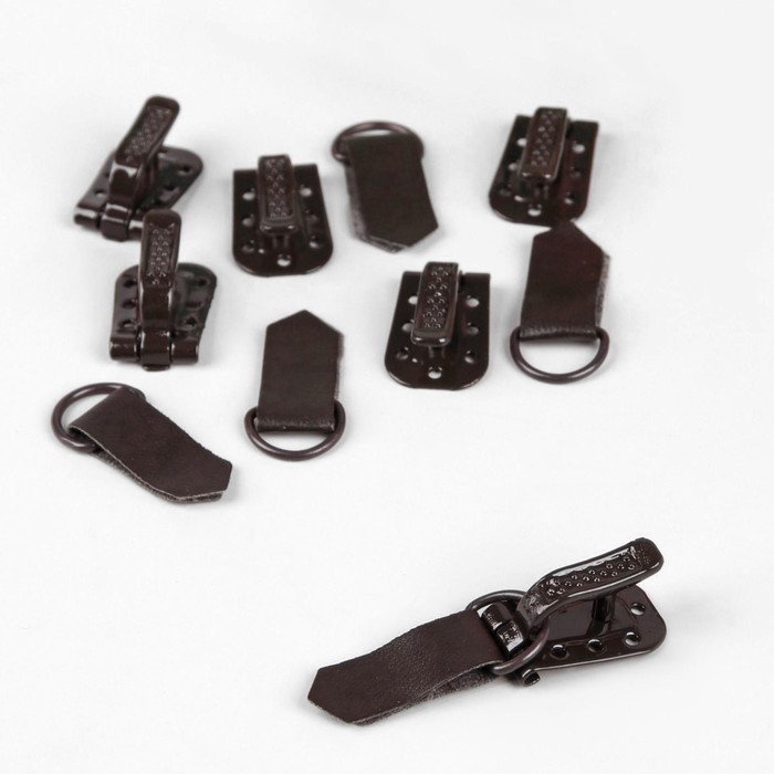 фото Крючки пришивные, металлические, для верхней одежды, 5 × 1,5 см, 6 шт, цвет коричневый арт узор