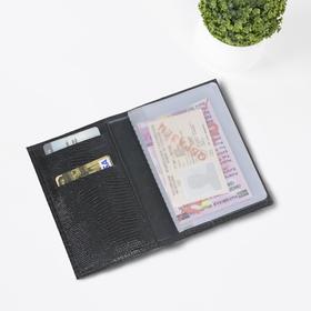 

Обложка для автодокументов, размер 13,6 х 9,8 см, цвет чёрная игуана