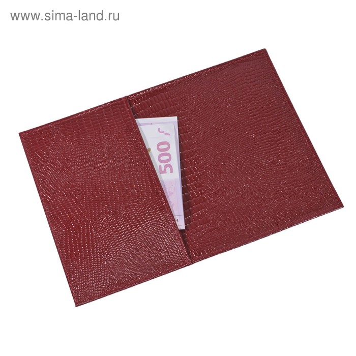Обложка для паспорта+карман, б/з, размер 13,6х19,5 см, цвет красный игуана