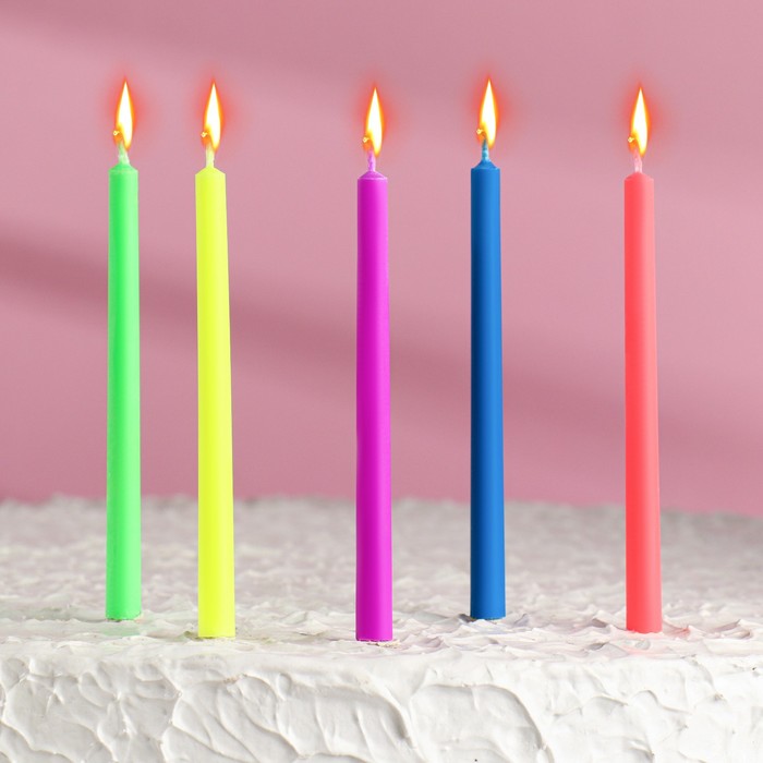 Свечи в торт Цветное пламя, гиганты, 10,5х0,9см, набор 5 шт свечи в торт цветное пламя 9 см набор 10 шт