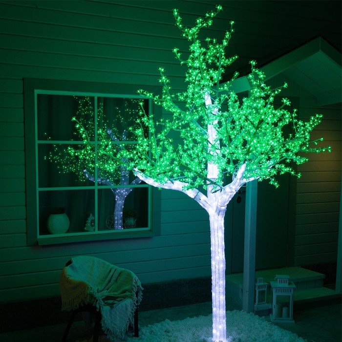 Светодиодное дерево «Акриловое» 3 м, 2304 LED, постоянное свечение, 220 В, свечение зелёное светодиодное дерево баугиния 2 м 864 led постоянное свечение 220 в свечение белое