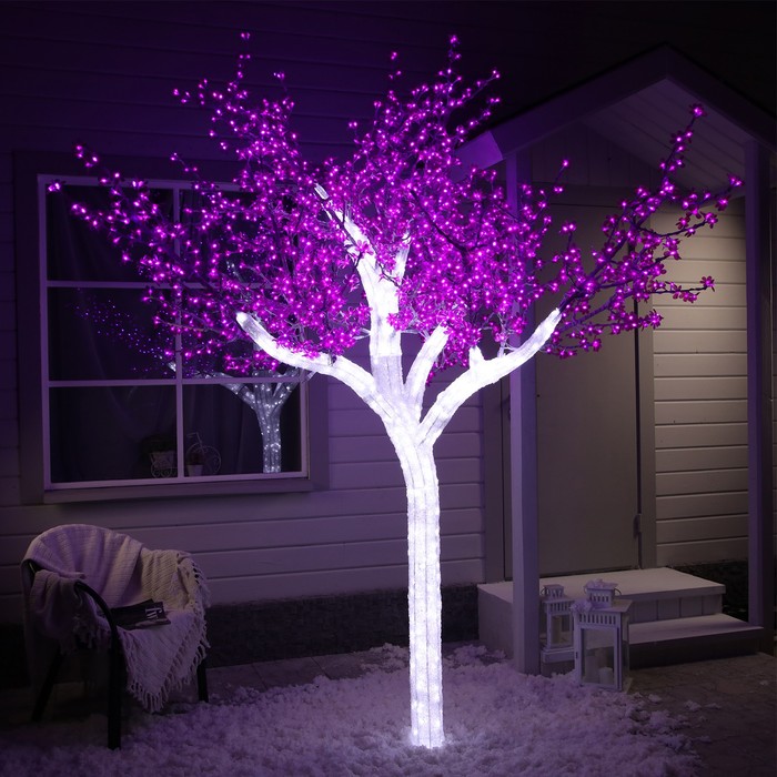 Светодиодное дерево «Акриловое» 3 м, 2304 LED, постоянное свечение, 220 В, свечение фиолетовое светодиодное дерево сакура 1 5 м 540 led постоянное свечение 220 в свечение белое