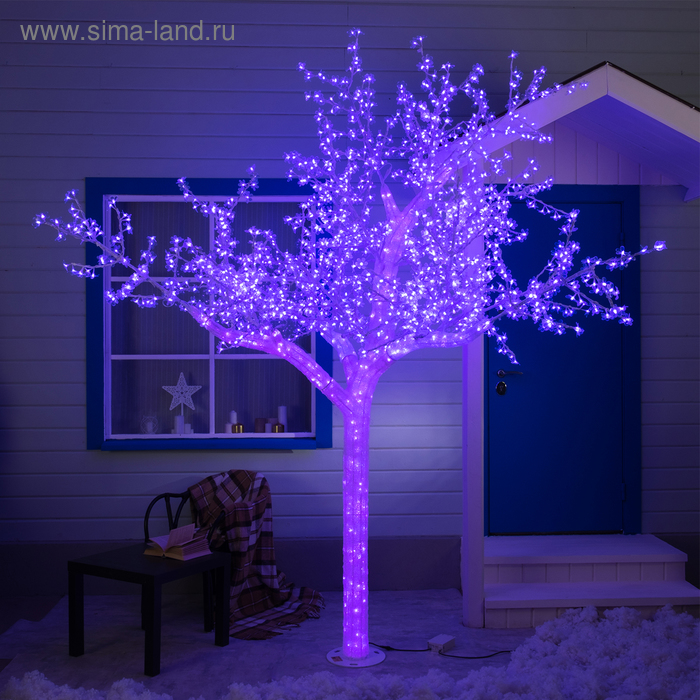 Светодиодное дерево «Акриловое» 3 м, 2304 LED, постоянное свечение, 220 В, свечение мульти (RGB) светодиодное дерево шарики 1 3 м 180 led постоянное свечение 220 в свечение тёплое белое