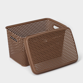 Ящик для хранения с крышкой «Ротанг», 23 л, 45×30×26,5 см, цвет бежевый от Сима-ленд