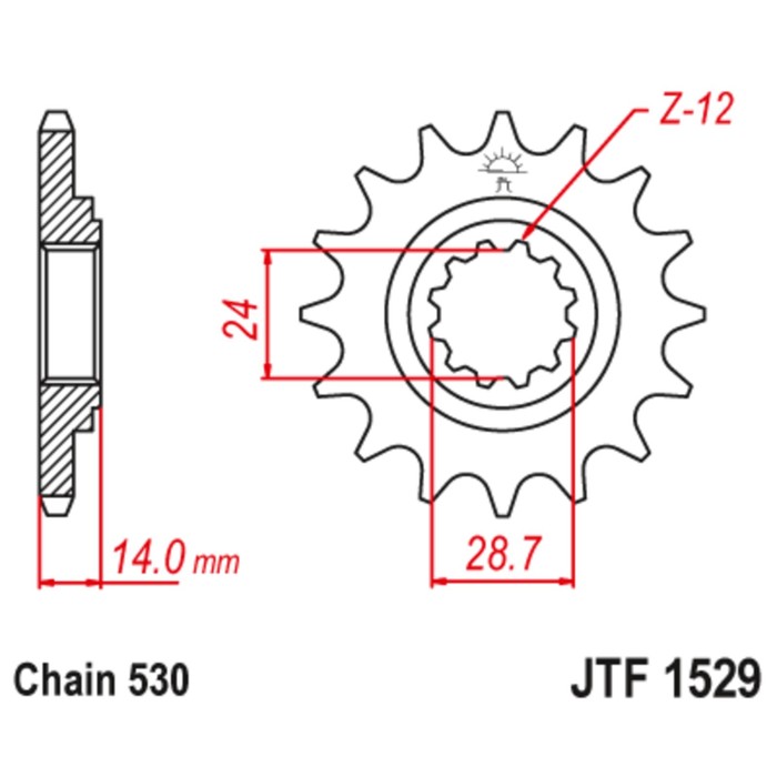 

Звезда ведущая JTF1529-17, F1529-17, JT sprockets, цепь 530, 17 зубьев