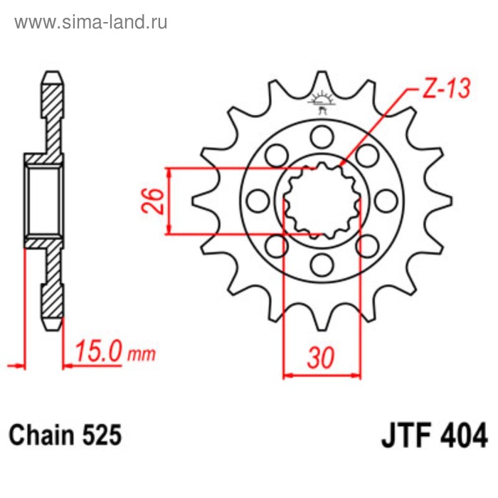 

Звезда ведущая JTF404-17, F404-17, JT sprockets, цепь 525, 17 зубьев